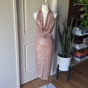 BEBE Sequin Cowl Midi Dress (NWT) - Medium
